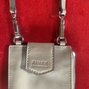Never-used Aimee Kestenberg silver grey leather phone wallet purse